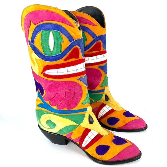 Zalo Vintage Colourful Western Cowboy Boots Size 5.5 - Picture 1 of 6